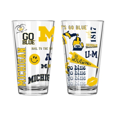 Michigan Wolverines The Memory Company 2-Pack 16oz. Pint Glass Loco Design Set