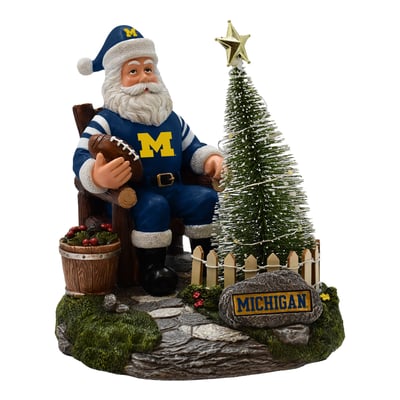 Michigan Wolverines The Memory Company Santa Figurine with LED Tree