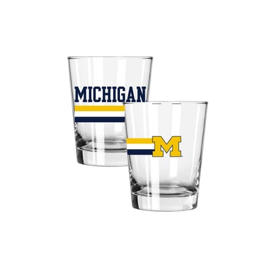 Michigan Wolverines The Memory Company Two-Piece 15oz. Big Stripes Double Old Fashioned Glass Set