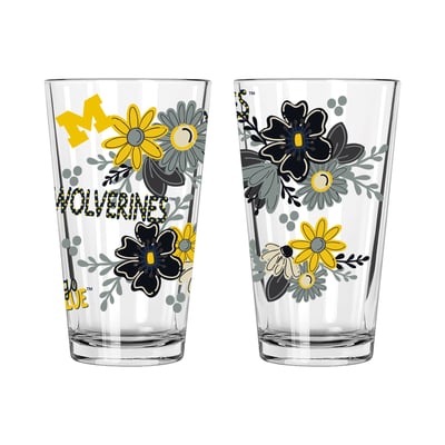 Michigan Wolverines The Memory Company Two-Piece 16oz. Flowers Pint Glass Set