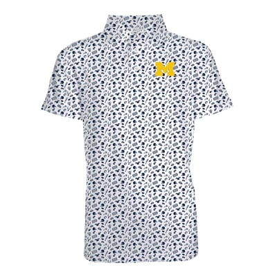 Michigan Wolverines Garb Toddler Tom Allover Print Performance Polo - White