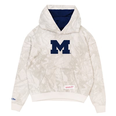  Michigan Wolverines Mitchell & Ness Toddler Ghosted Pop Over Hoodie - White