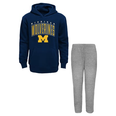 Michigan Wolverines Outerstuff Toddler Step By Step Hoodie & Pants Set - Navy/Gray