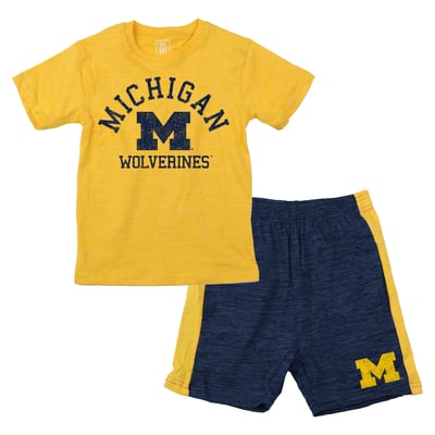  Michigan Wolverines Wes & Willy Toddler Cloudy Yarn T-Shirt and Shorts Set - Maize