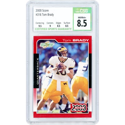 Tom Brady Michigan Wolverines 2000 Score #316 CSG Authenticated 8.5 Rookie Card - 9.5,9,8.5,8.5 Subgrades