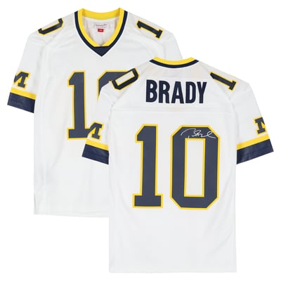 Tom Brady Michigan Wolverines Autographed Fanatics Authentic White Mitchell & Ness 1999 Authentic Jersey