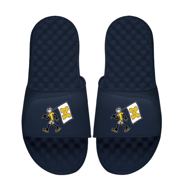 ISlide Michigan Wolverines Unisex Navy Life is Good Slide  display picture 1