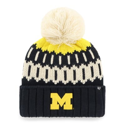 Michigan Wolverines '47 Unisex Seasonal Chainstitch Knit Hat with Pom - Navy