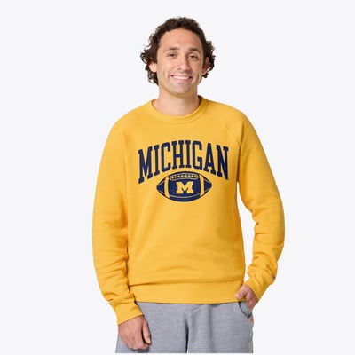 Michigan Wolverines Homage Unisex Arch Football Tri-Blend Sweatshirt - Maize