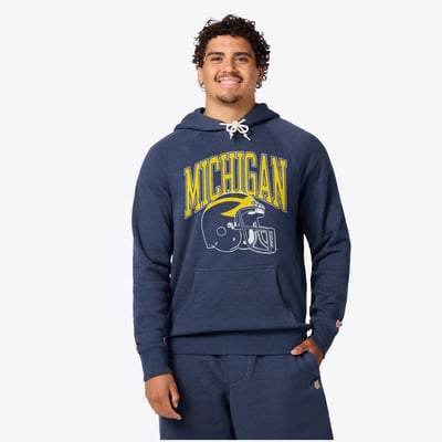 Michigan Wolverines Homage Unisex Helmet Tri-Blend Hoodie - Navy