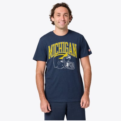 Michigan Wolverines Homage Unisex Helmet Tri-Blend T-Shirt - Navy