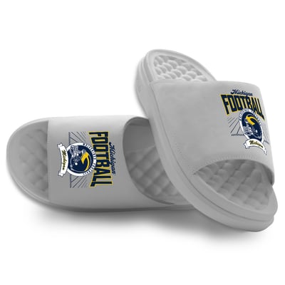Michigan Wolverines ISlide Unisex Football Kickoff Motive Slide Sandals - Gray