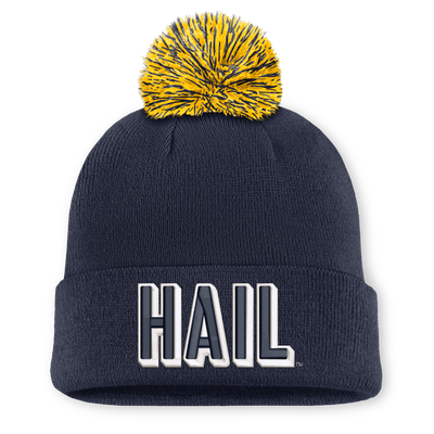Michigan Wolverines Nike Unisex Letter Mascot Knit Hat with Pom - Navy