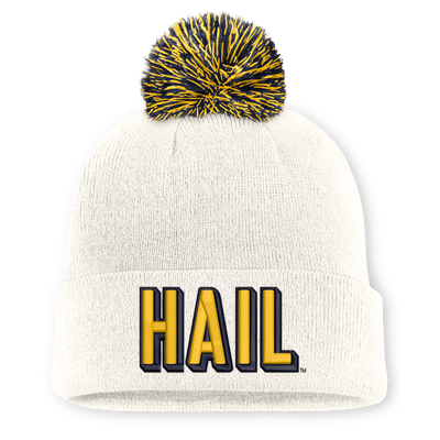 Michigan Wolverines Nike Unisex Letter Mascot Knit Hat with Pom - White