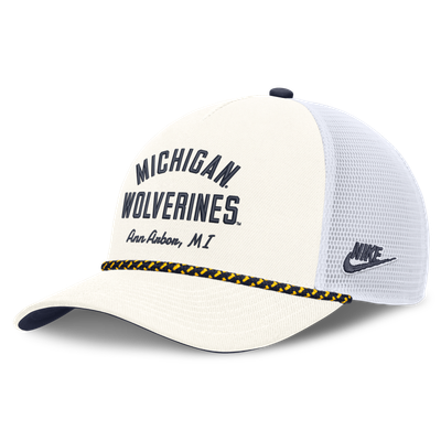Michigan Wolverines Nike Unisex Mascot Rope Trucker Adjustable Hat - White