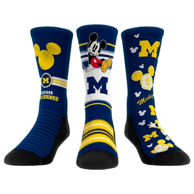  Michigan Wolverines Rock Em Unisex Disney Three-Pack Crew Socks - 