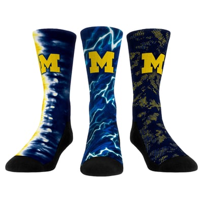 Michigan Wolverines Rock Em Unisex Team Tones Three-Pack Crew Socks