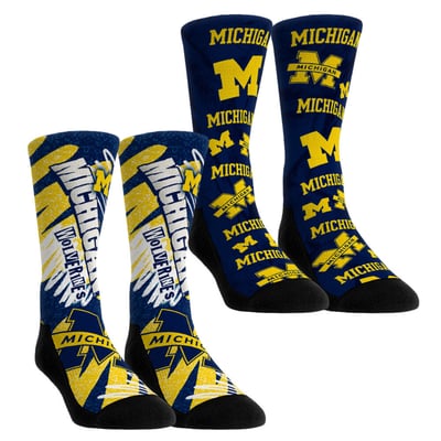 Michigan Wolverines Rock Em Unisex Two-Piece Team Blast Crew Socks Set