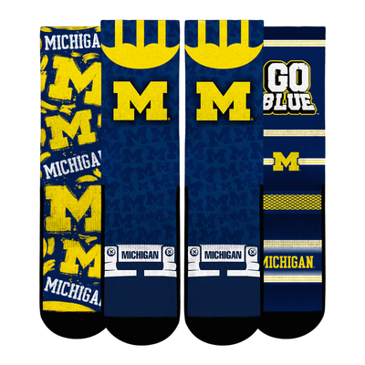  Michigan Wolverines Rock Em Unisex Fan Favorite Three-Pack Crew Sock Set - Navy