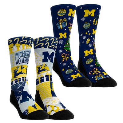 Michigan Wolverines Rock Em Socks Unisex Holiday Remix Crew Socks Two-Pack
