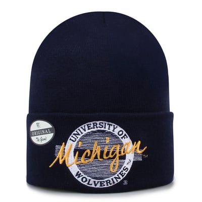  The Game Unisex Michigan Wolverines Script Circle Cuffed Knit Hat - Navy
