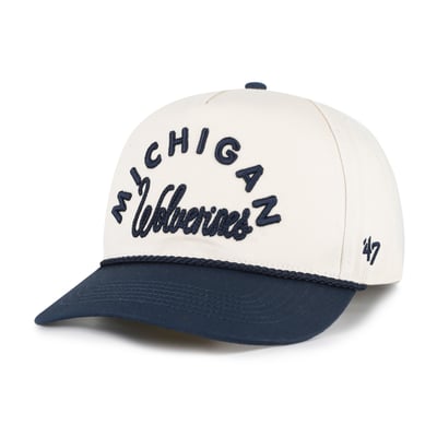 Michigan Wolverines '47 Women's Rope Script Hitch Adjustable Hat - Cream/Navy