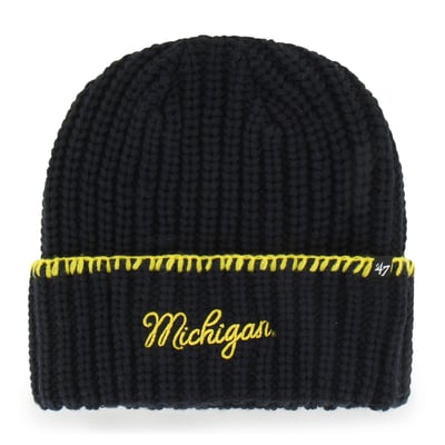  Michigan Wolverines '47 Women's Blanket Stitch Cuff Knit Hat - Navy