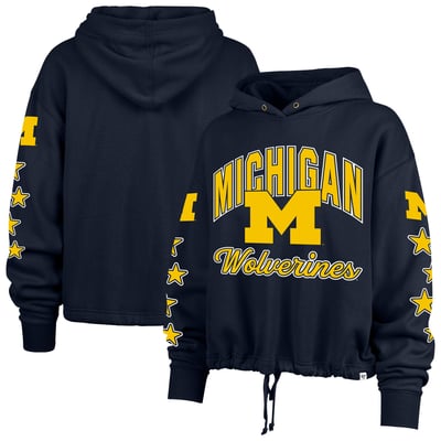  Michigan Wolverines '47 Women's Starry Eyed Venice Pullover Hoodie - Navy