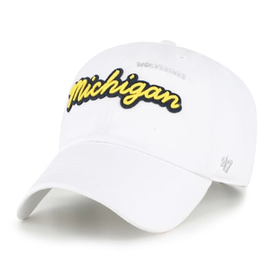 Michigan Wolverines '47 Women's Trendy Script Clean Up Adjustable Hat - White