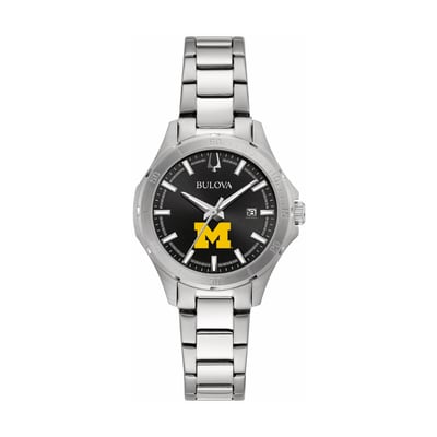 Michigan Wolverines Bulova Women's Stainless Steel Sport Classic Watch - Black