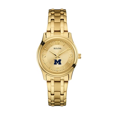Michigan Wolverines Bulova Women's Gold-Tone Watch