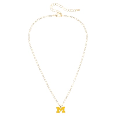 Michigan Wolverines CANVAS Style Women's 18K Gold-Plated Enamel Pendant Necklace