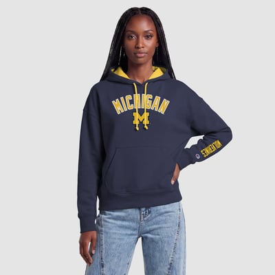  Michigan Wolverines Champion Women's Fleece Hoodie - Navy