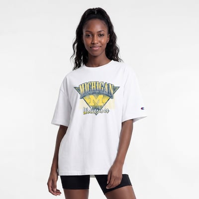  Michigan Wolverines Champion Women's Retro Oversized T-Shirt - White