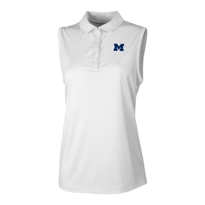  Michigan Wolverines Columbia Women's Ace Flair Sleeveless Tank Polo - White