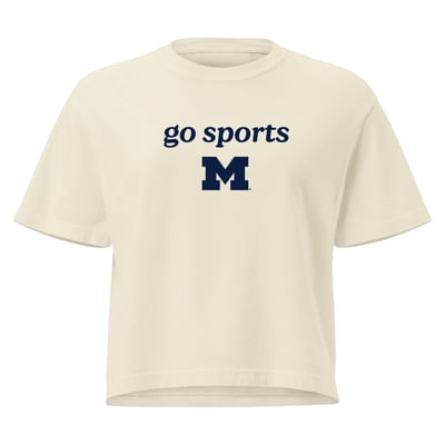 Michigan Wolverines Comfort Colors Women's Go Sports Cropped T-Shirt - Cream
