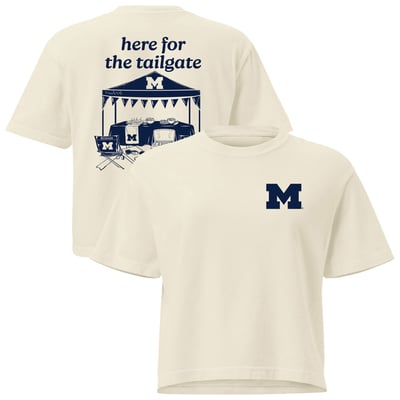 Michigan Wolverines Comfort Colors Women's Here For The Tailgate Cropped T-Shirt - Cream