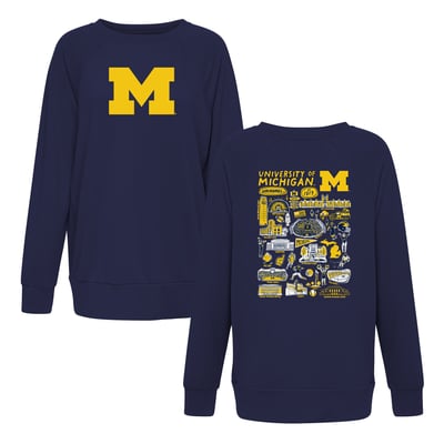 Michigan Wolverines Flying Colors Apparel Women's Impressions Rylee Raglan Long Sleeve T-Shirt - Navy
