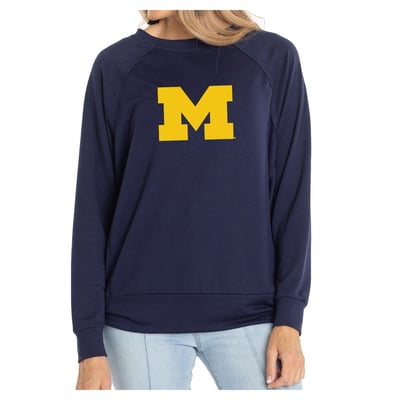 Michigan Wolverines Flying Colors Apparel Women's Impressions Rylee Raglan Long Sleeve T-Shirt - Navy
