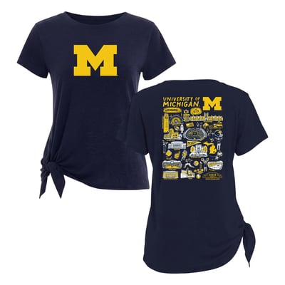 Michigan Wolverines Flying Colors Apparel Women's Impressions Sophie Side Tie T-Shirt - Navy
