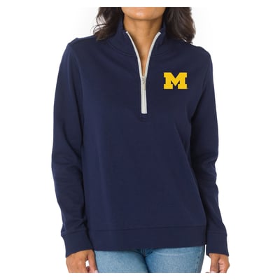 Michigan Wolverines Flying Colors Apparel Women's Quinn Quarter-Zip Fleece - Navy
