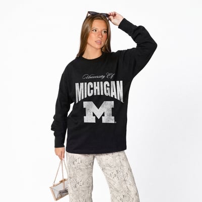 Michigan Wolverines Gameday Couture Women's Bold Ambition Oversized Long Sleeve T-Shirt - Black