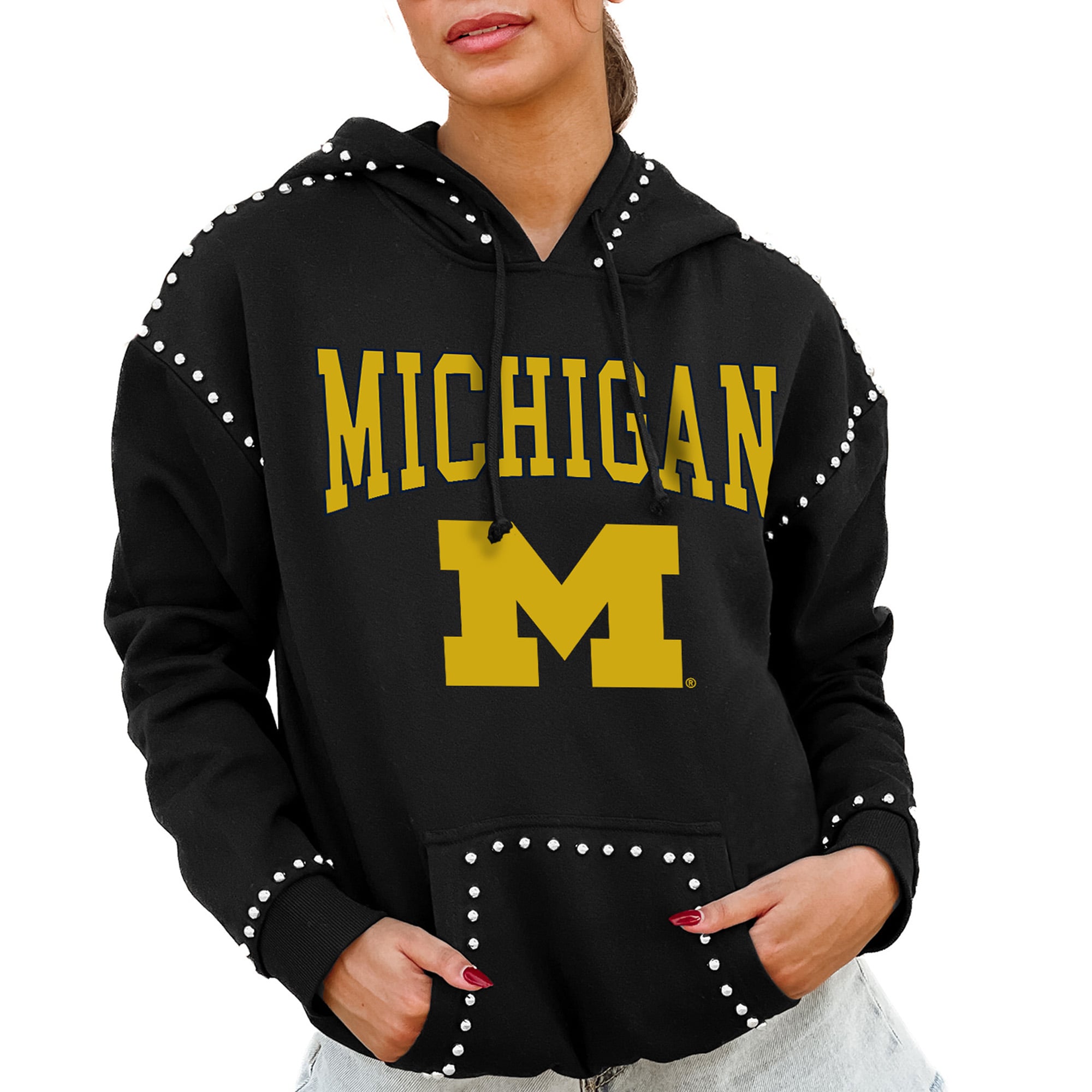 Michigan Wolverines Gameday Couture Women's Studded Pullover Hoodie - Black