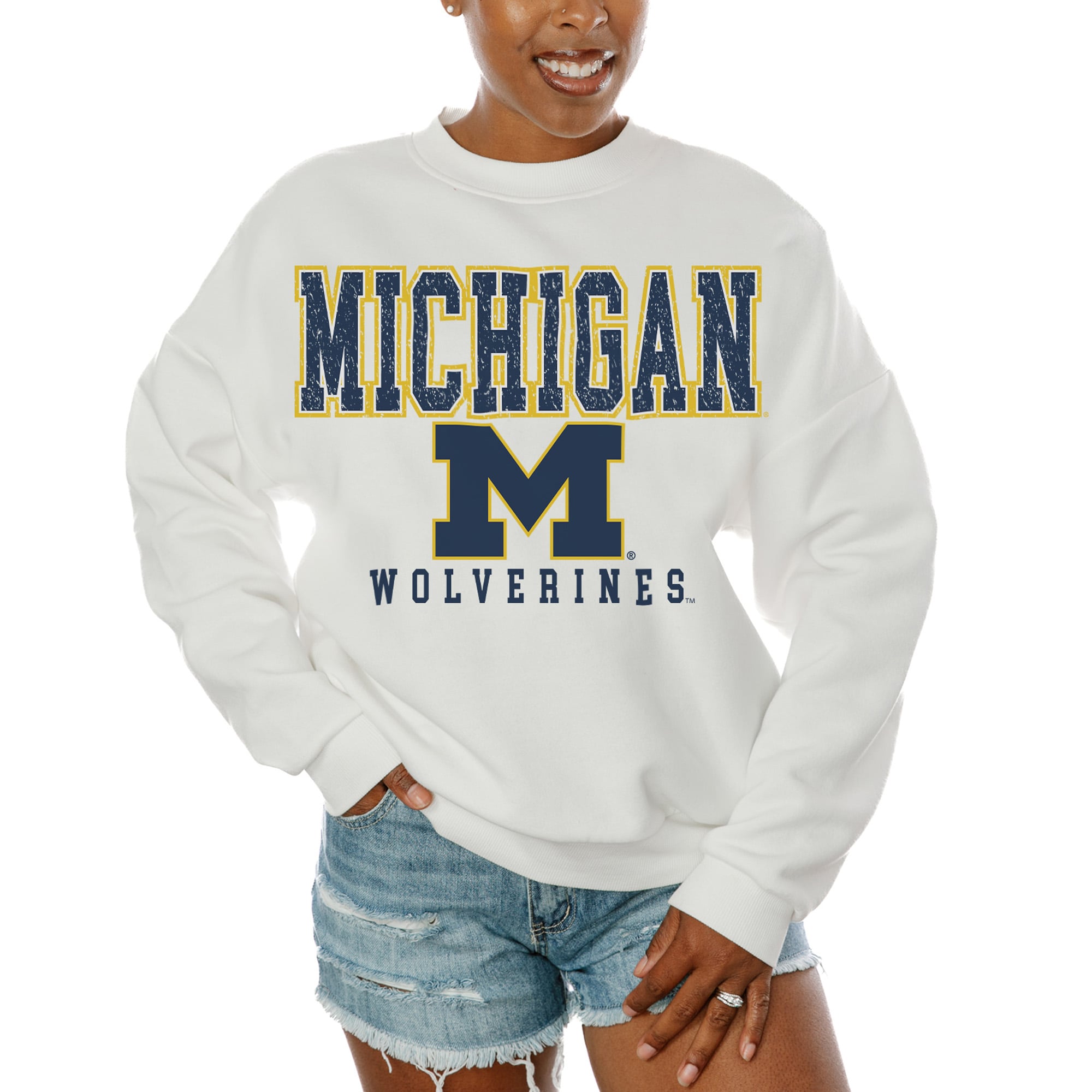 Michigan Wolverines Gameday Couture Women's Freestyle Fleece Pullover Sweatshirt - White
