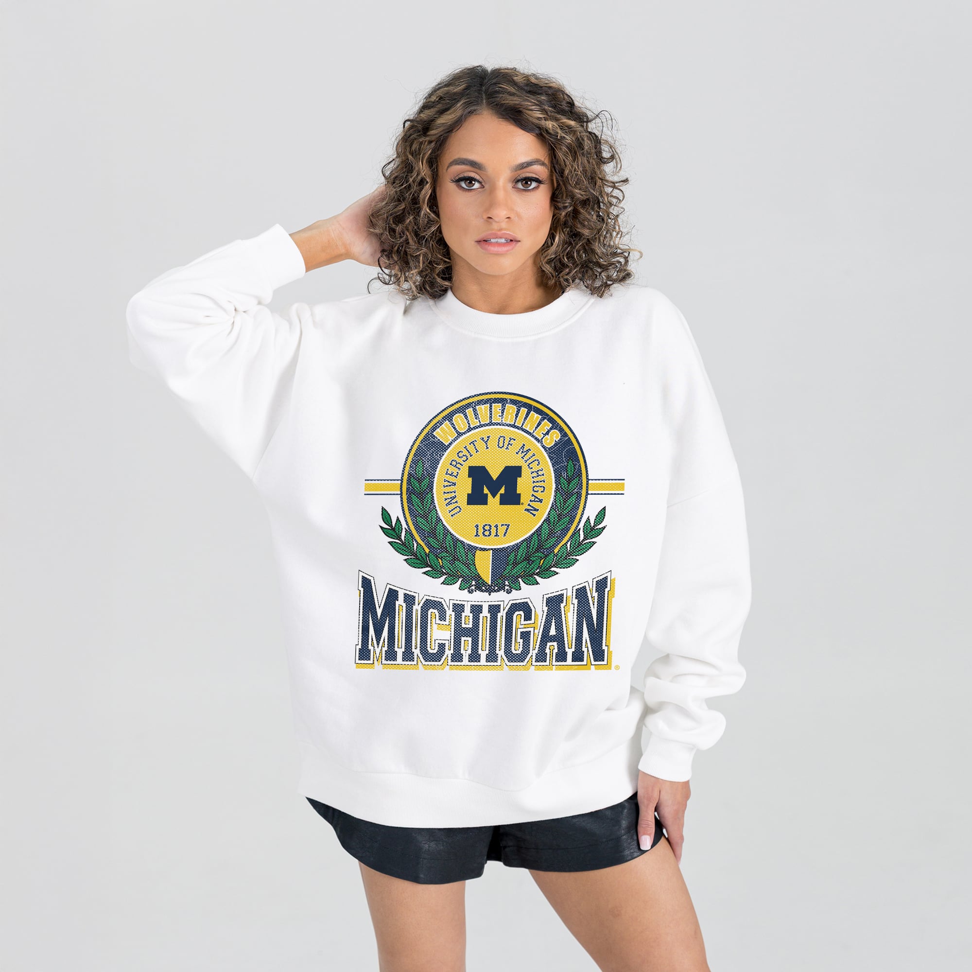 Michigan Wolverines Gameday Couture Women's Hot Shot Fleece Pullover Sweatshirt - White