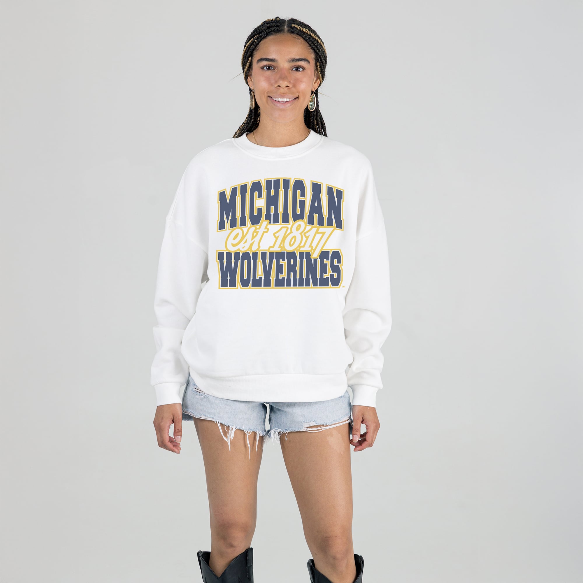 Gameday Couture Women's Faded Formation Oversized Sweatshirt White