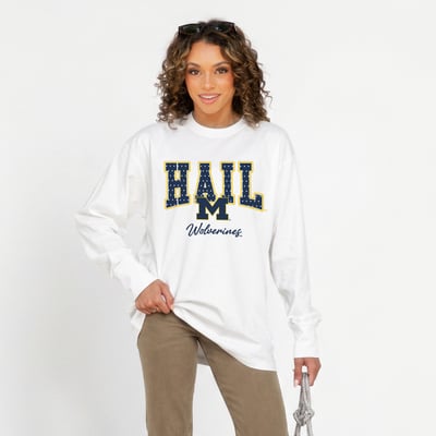 Michigan Wolverines Gameday Couture Women's Sweet Spot Oversized Long Sleeve T-Shirt - White