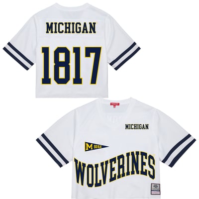 Michigan Wolverines Mitchell & Ness Women's Cropped Fashion Jersey - White