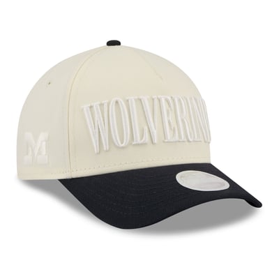 Michigan Wolverines New Era Women's Tonal A-Frame 9FORTY Adjustable Hat - White/Navy