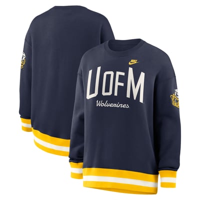  Michigan Wolverines Nike Women's Oversized Legacy Arch Phoenix Sweatshirt - Navy